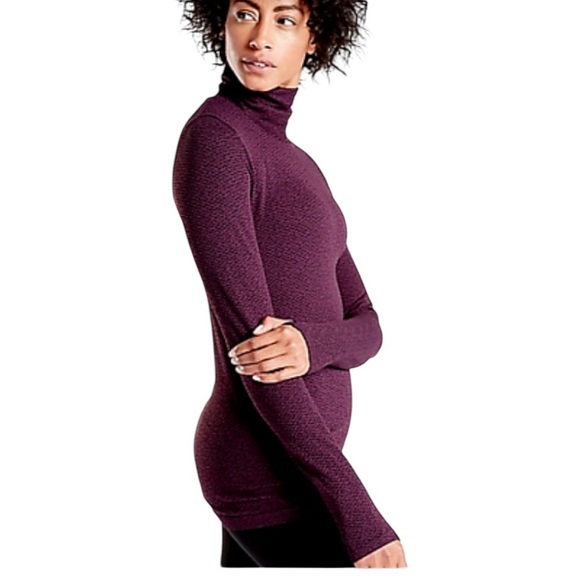 Athleta flurry peak turtleneck maroon and black long sleeve size medium - Picture 1 of 8